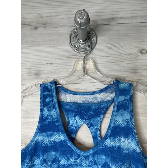 Marika Tank Top Shirt Womens Large Blue Racerback Built In Bra Athletic Workout - Picture 2 of 7